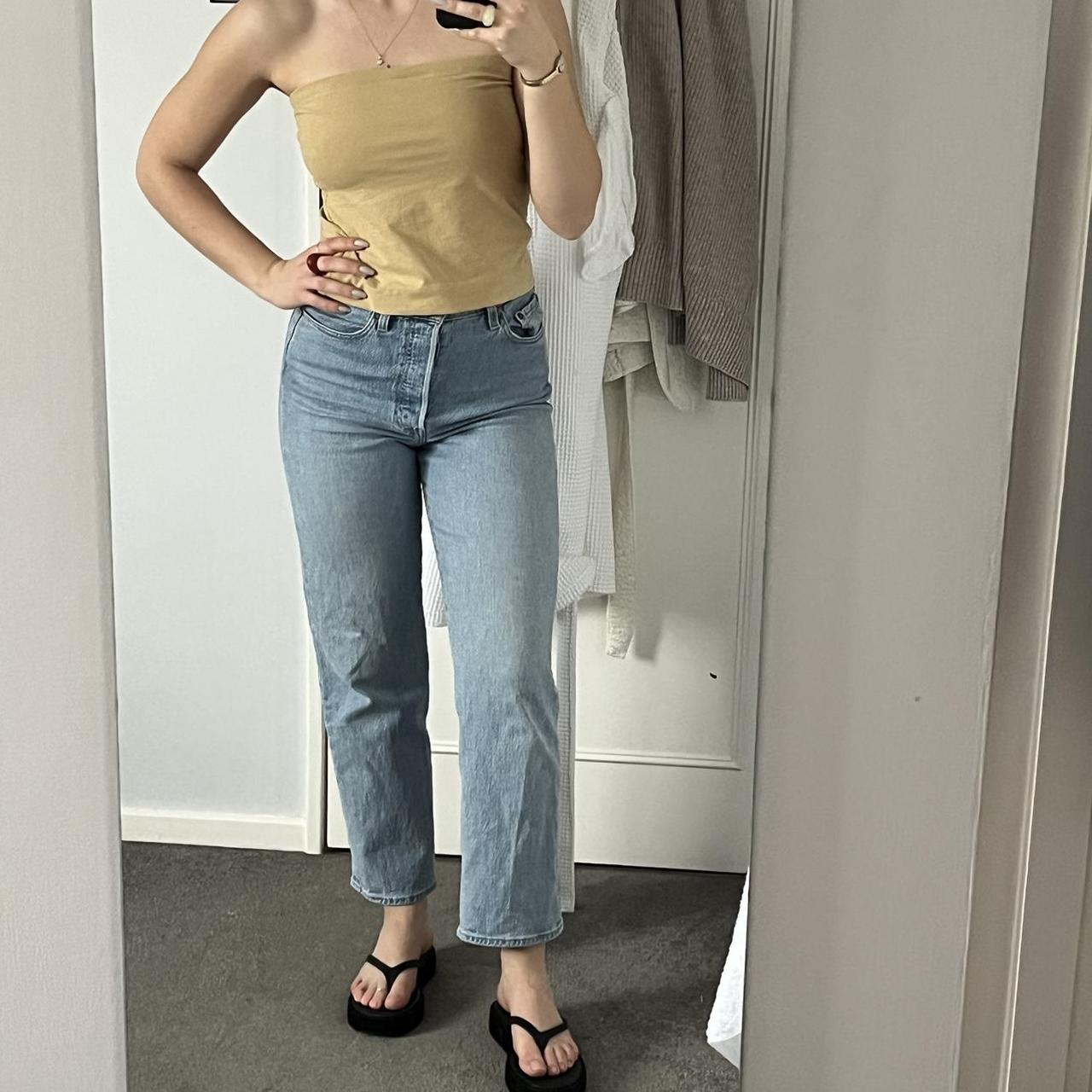 B O C Women S Tan And Yellow Crop Top Depop