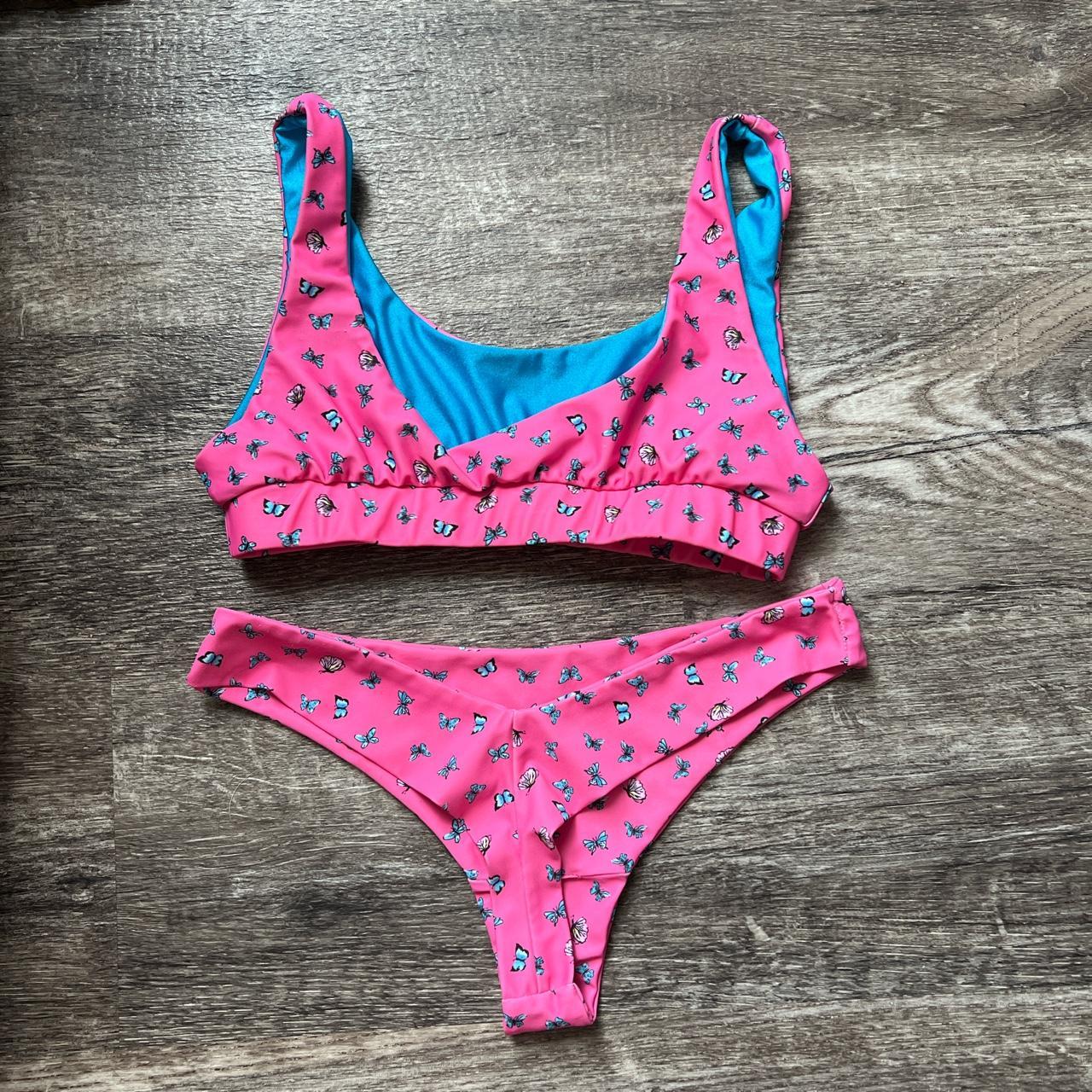 Kulani Kinis Women's Pink and Blue Bikinisandtankinisets Depop