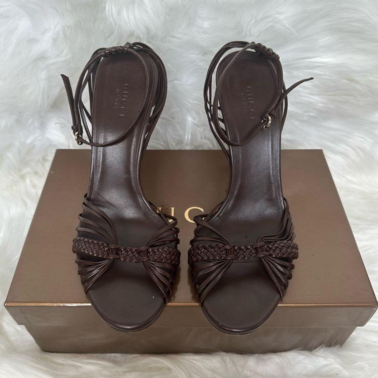 Vintage Gucci bamboo accent leather sandals. Great | Depop