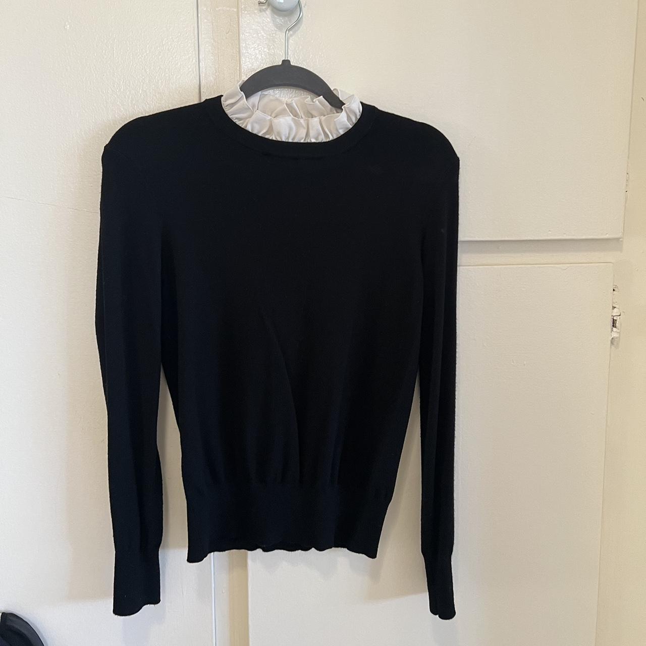 Zara Women's Black and White Jumper | Depop