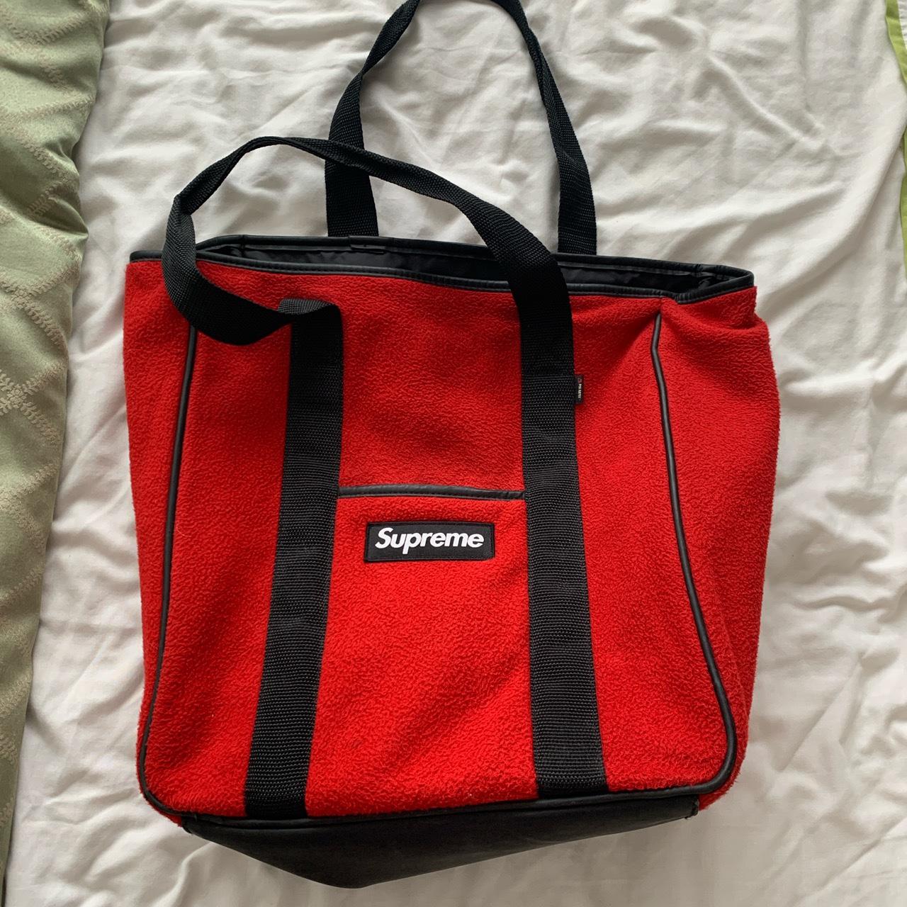 Supreme Polartec Tote bag in red Used but in fair. Depop