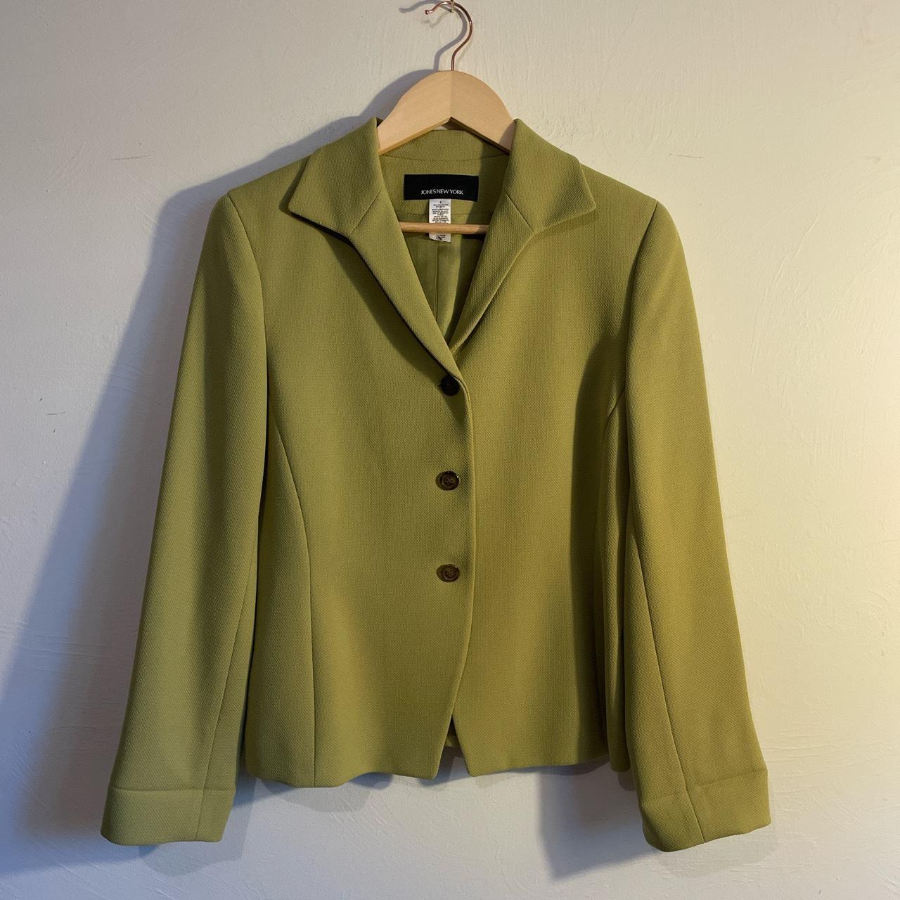 Jones New York Women's Green and Khaki Jacket | Depop