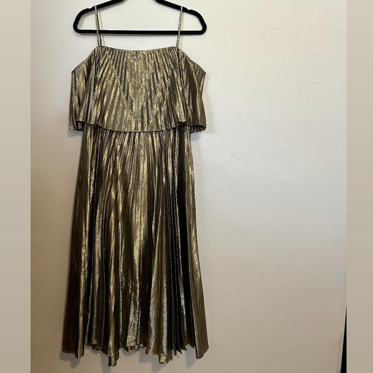 J crew shop gold pleated dress