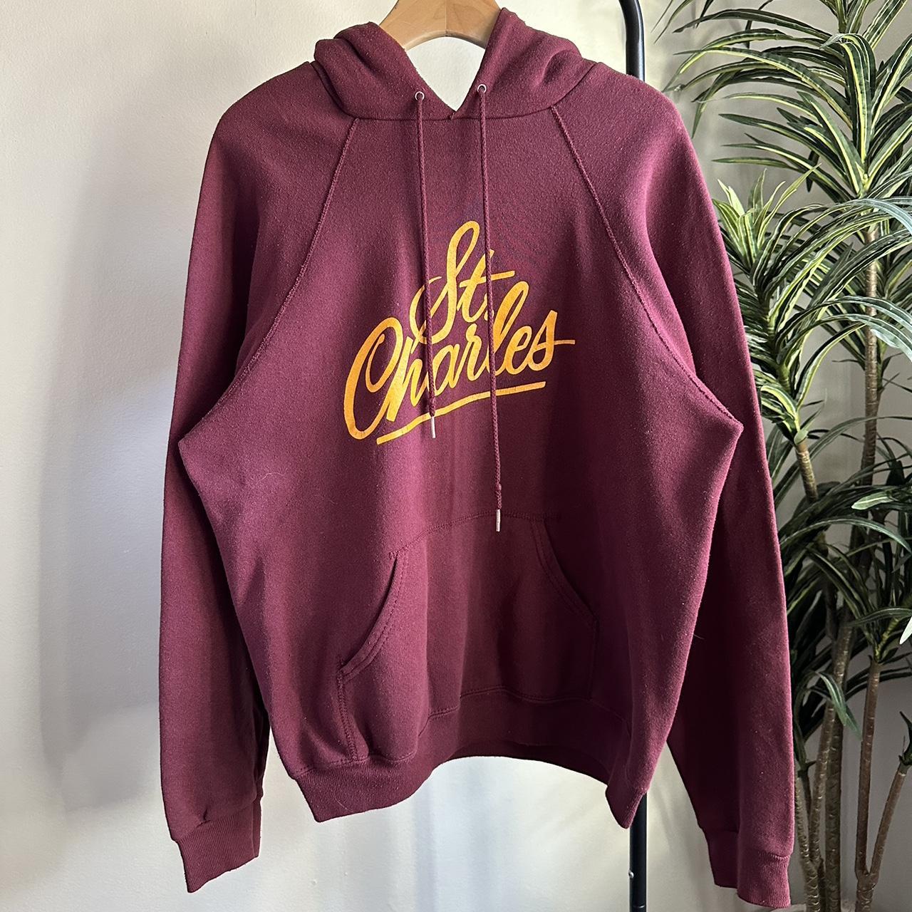 90s St. Charles Maroon Raglan Hoodie. Depop