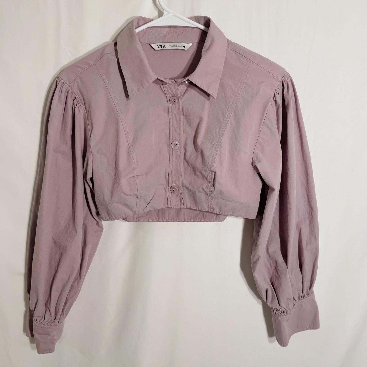 Zara cropped button up purple blouse! Size Small... Depop