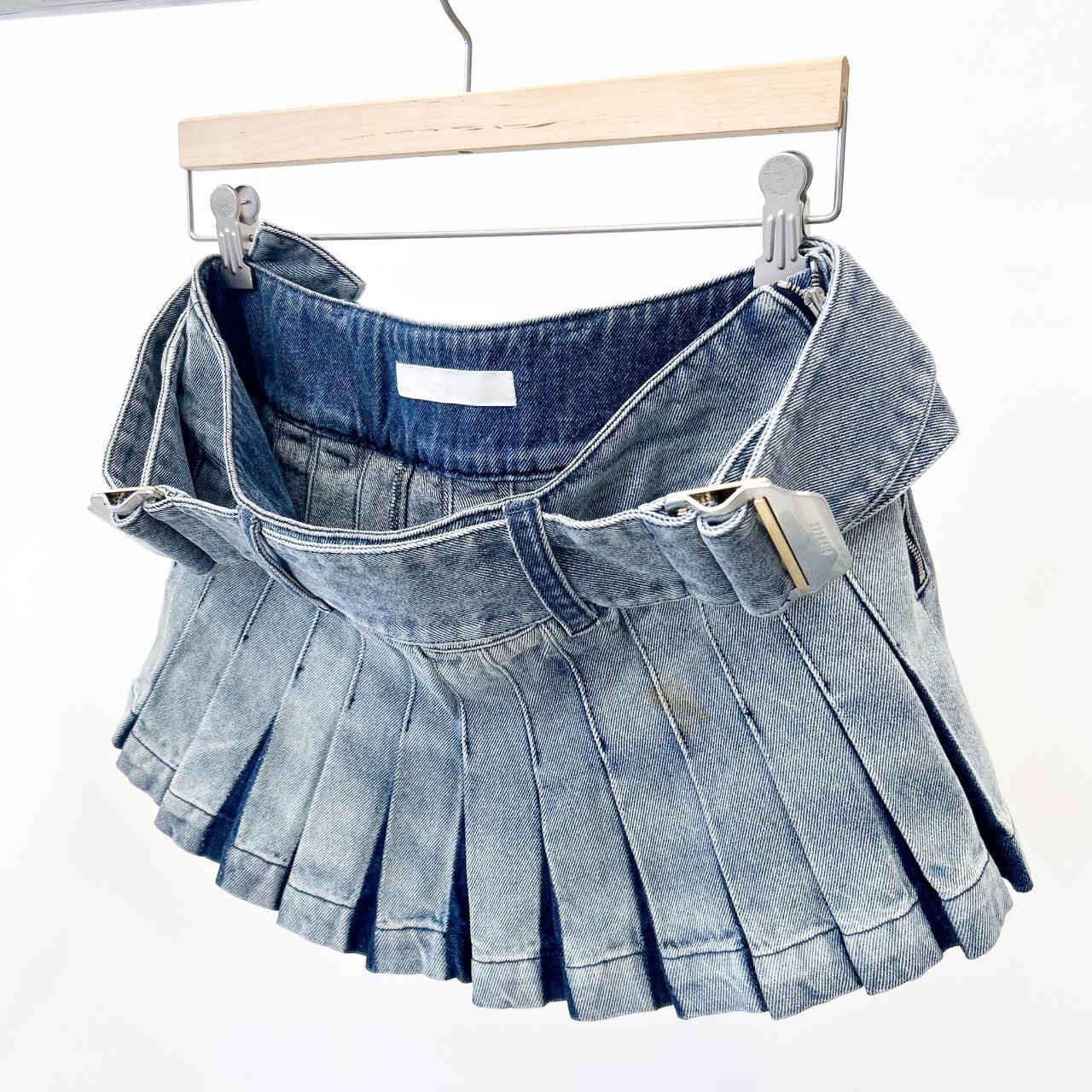 Dion Lee Skirt Denim Mini skirt with pleats all... Depop