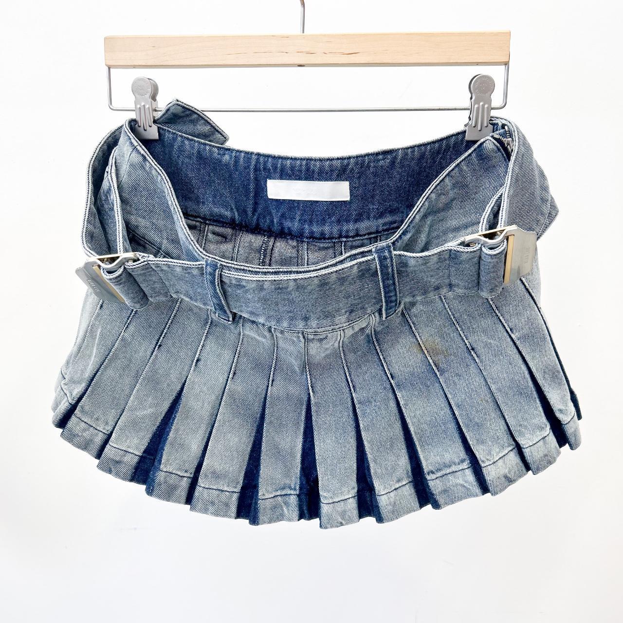 Dion Lee Skirt Denim Mini skirt with pleats all... Depop