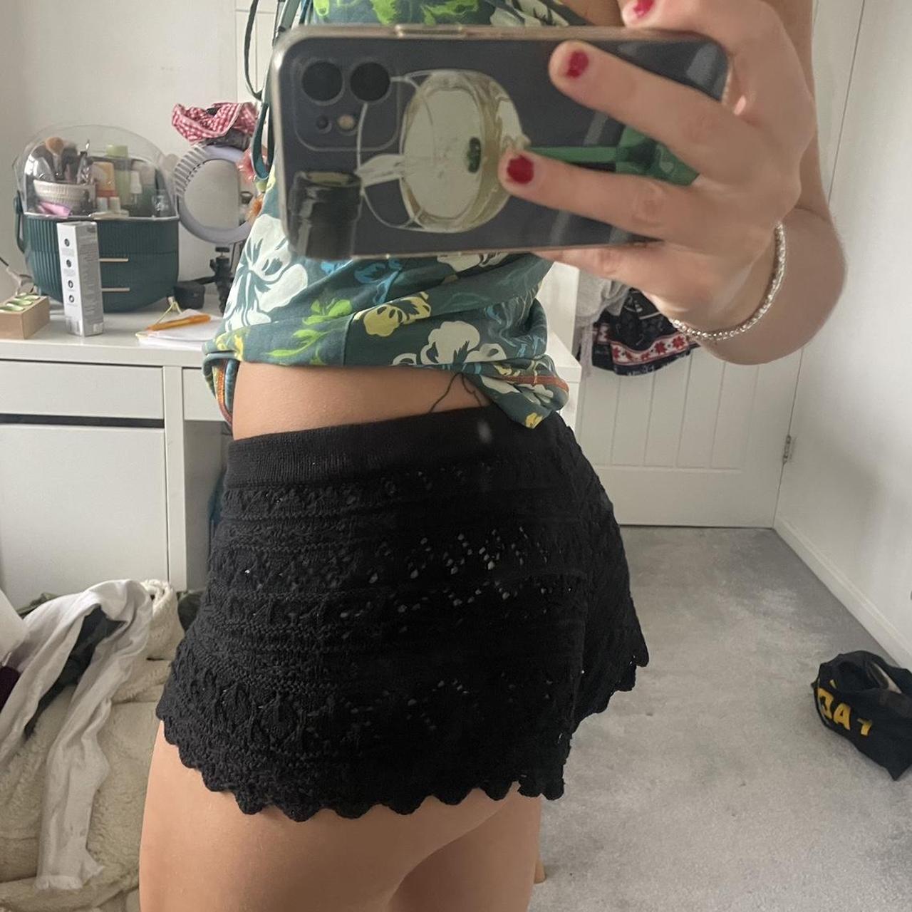 h m black crochet shorts comfy loose fit perfect Depop
