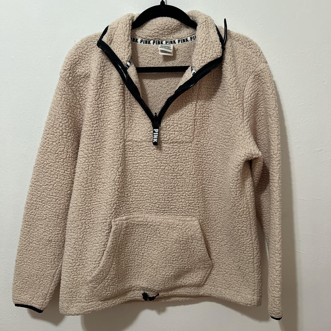 Victoria Secret Pink Sherpa Quarter Zip Pull over. Depop