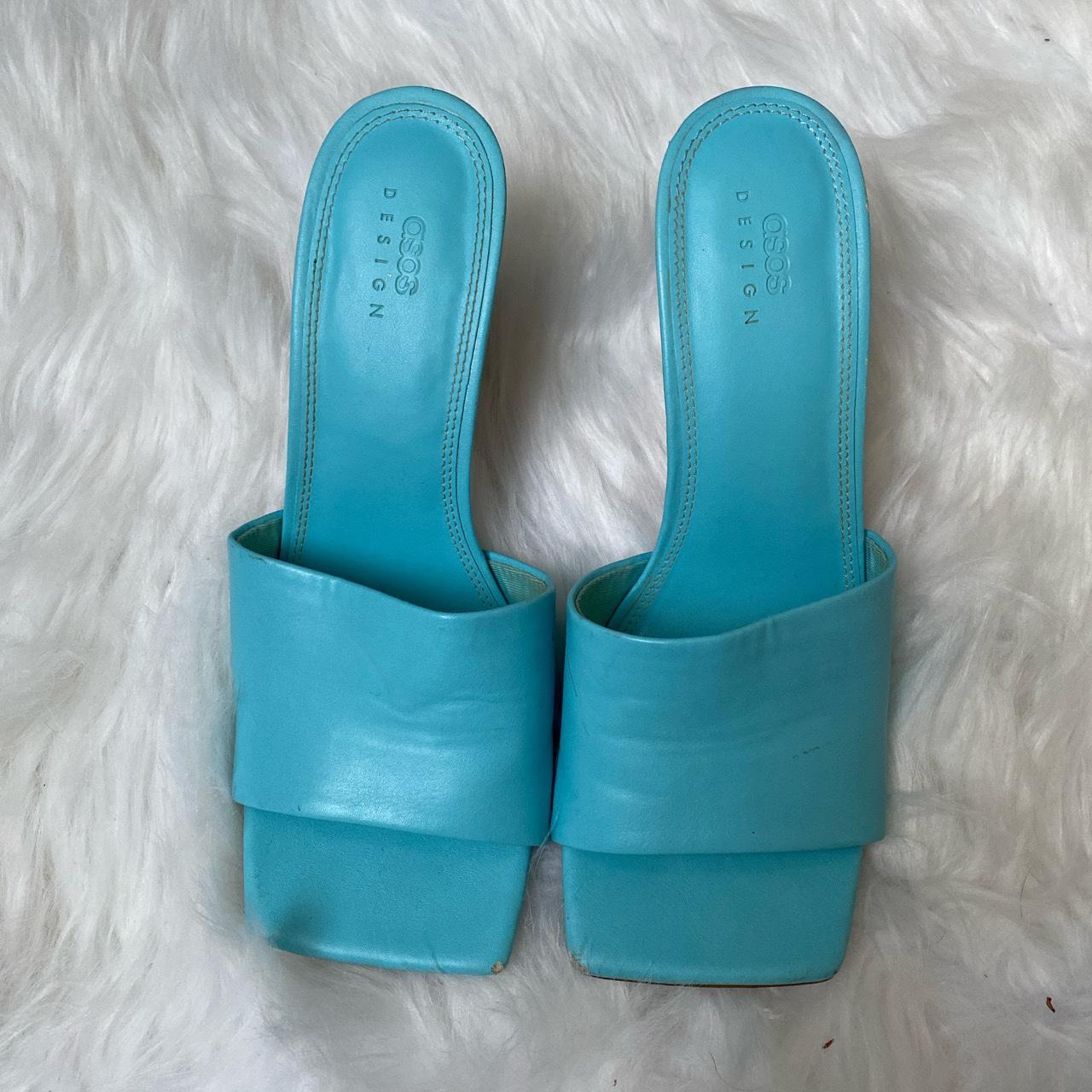 ASOS baby blue turquoise heeled sandals Size 6... - Depop