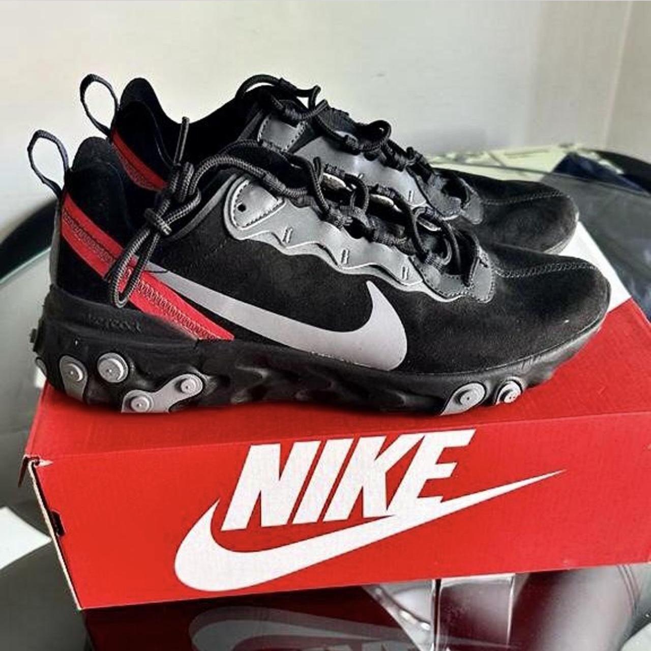 Mens nike react element 55 black and red best sale