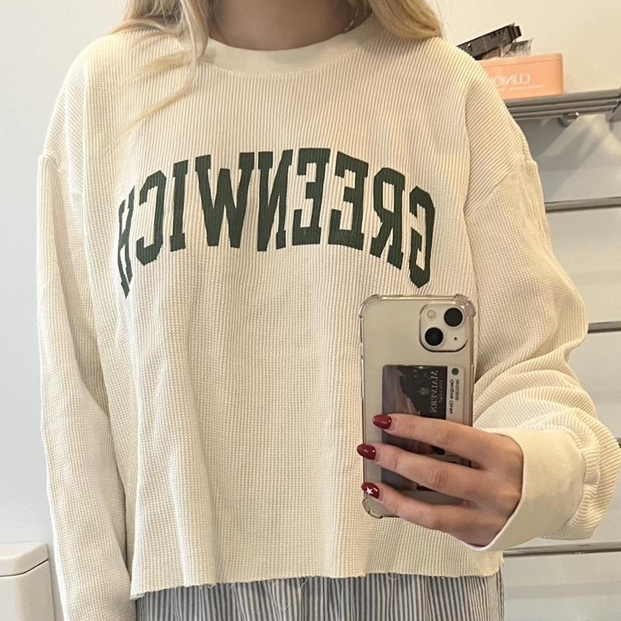 brandy Melville ‘GREENWICH’ waffle knit top Depop