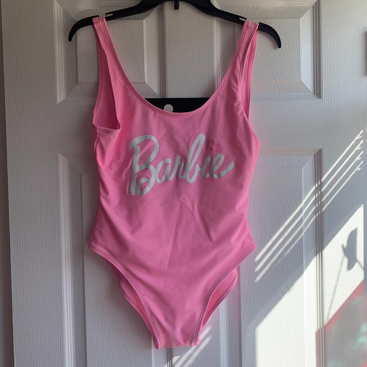 PINK BARBIE ONE PIECE SWIMSUIT BODYSUIT brand... - Depop