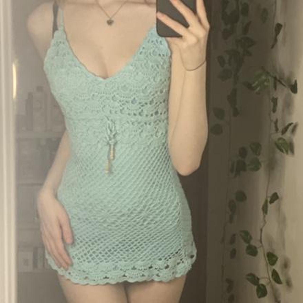 light blue knitted mini dress!! same day shipping... Depop