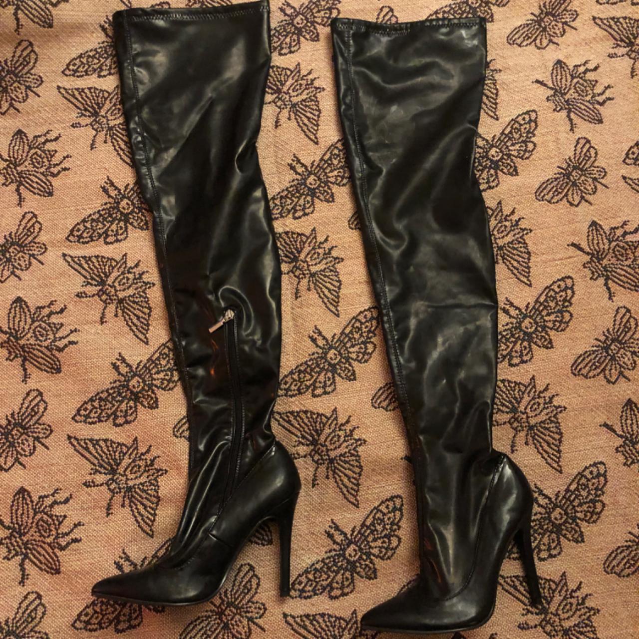 Dolls Kill latex knee high heels. Size 8.5. Real...