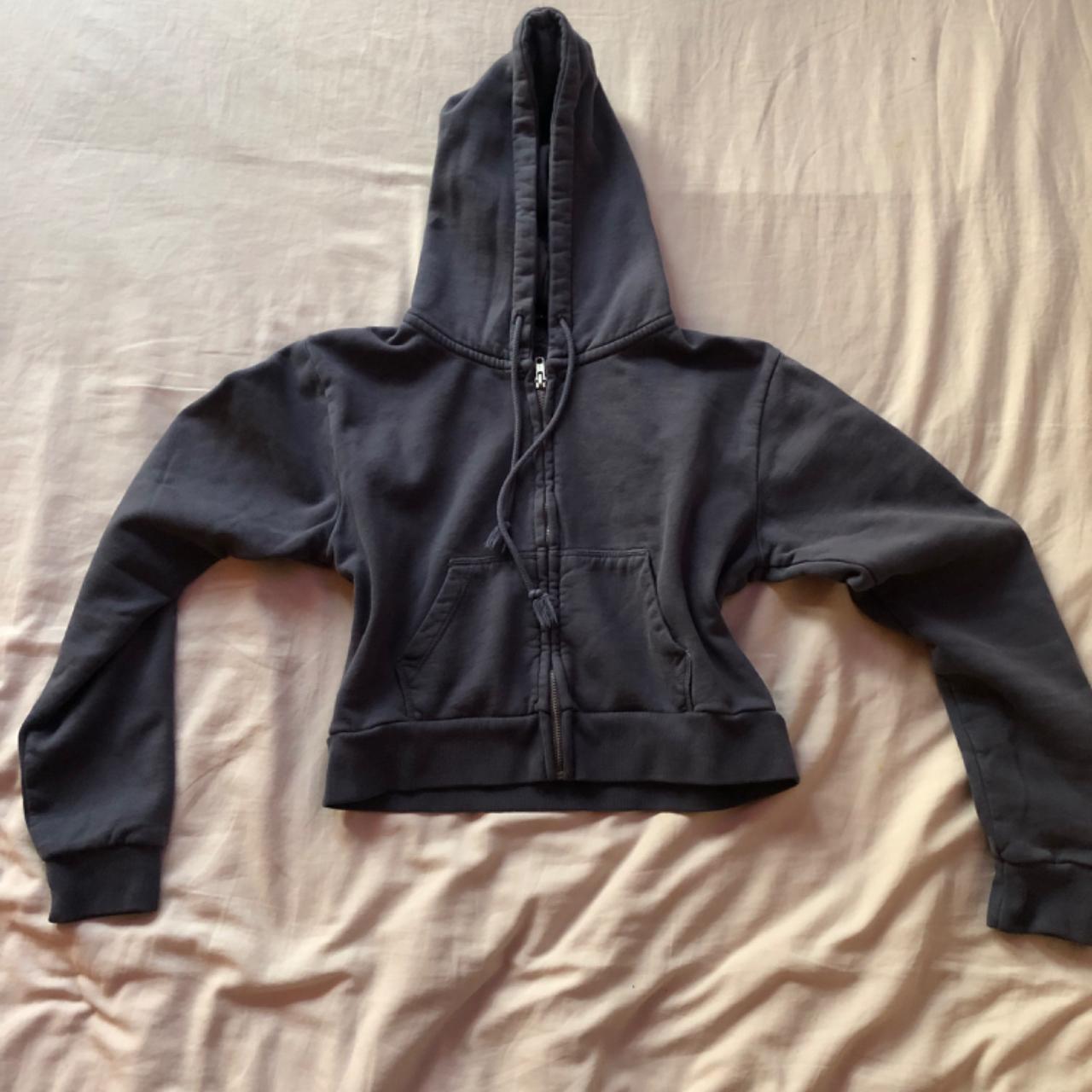 brandy melville cropped black hoodie size: ONE - Depop