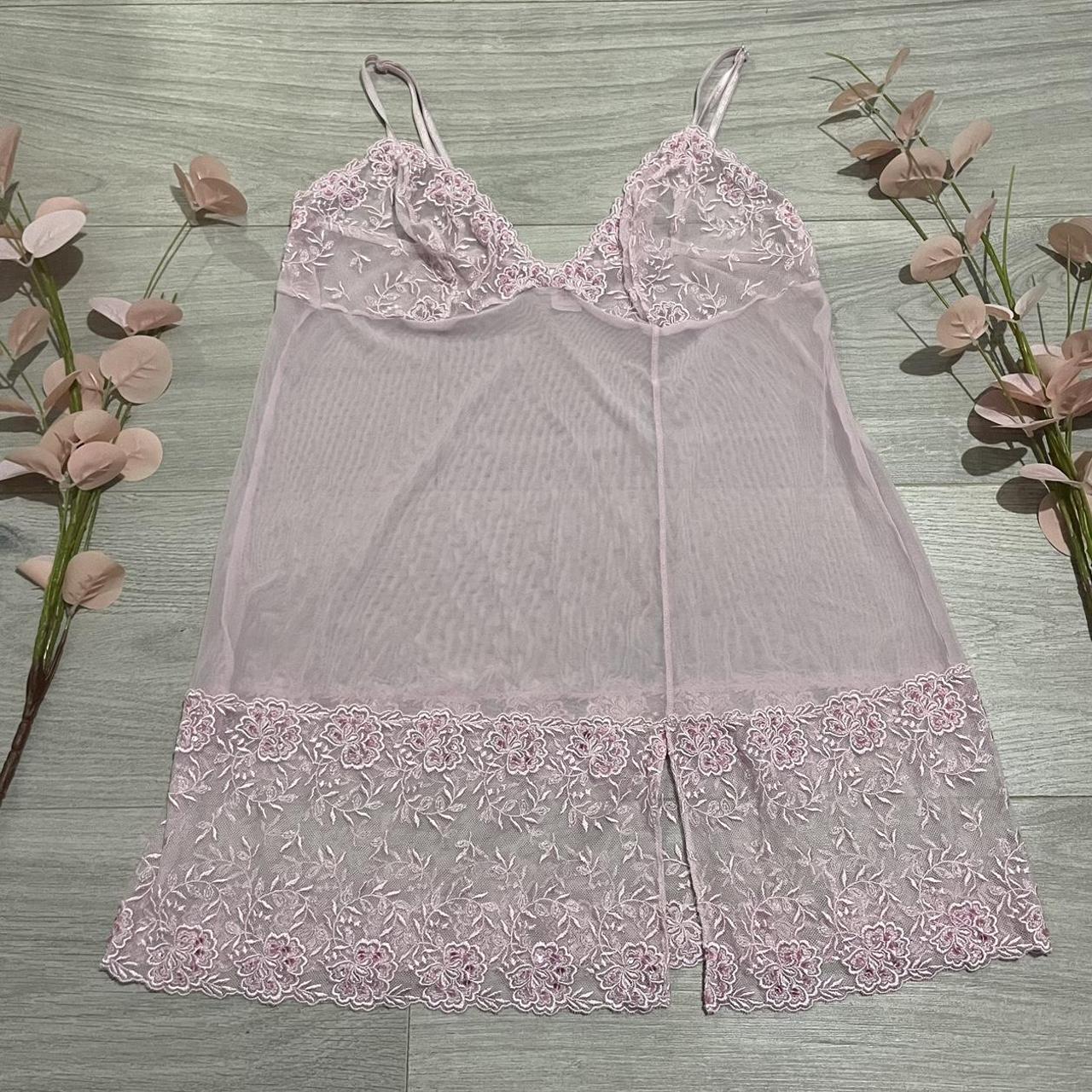 2000s vintage baby pink Micromesh baby doll top... - Depop