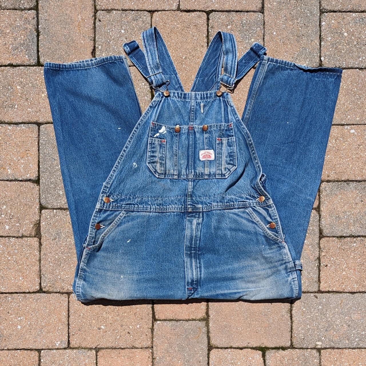 Roundhouse Railroad Thrashed Denim Overalls Fits 30"... Depop
