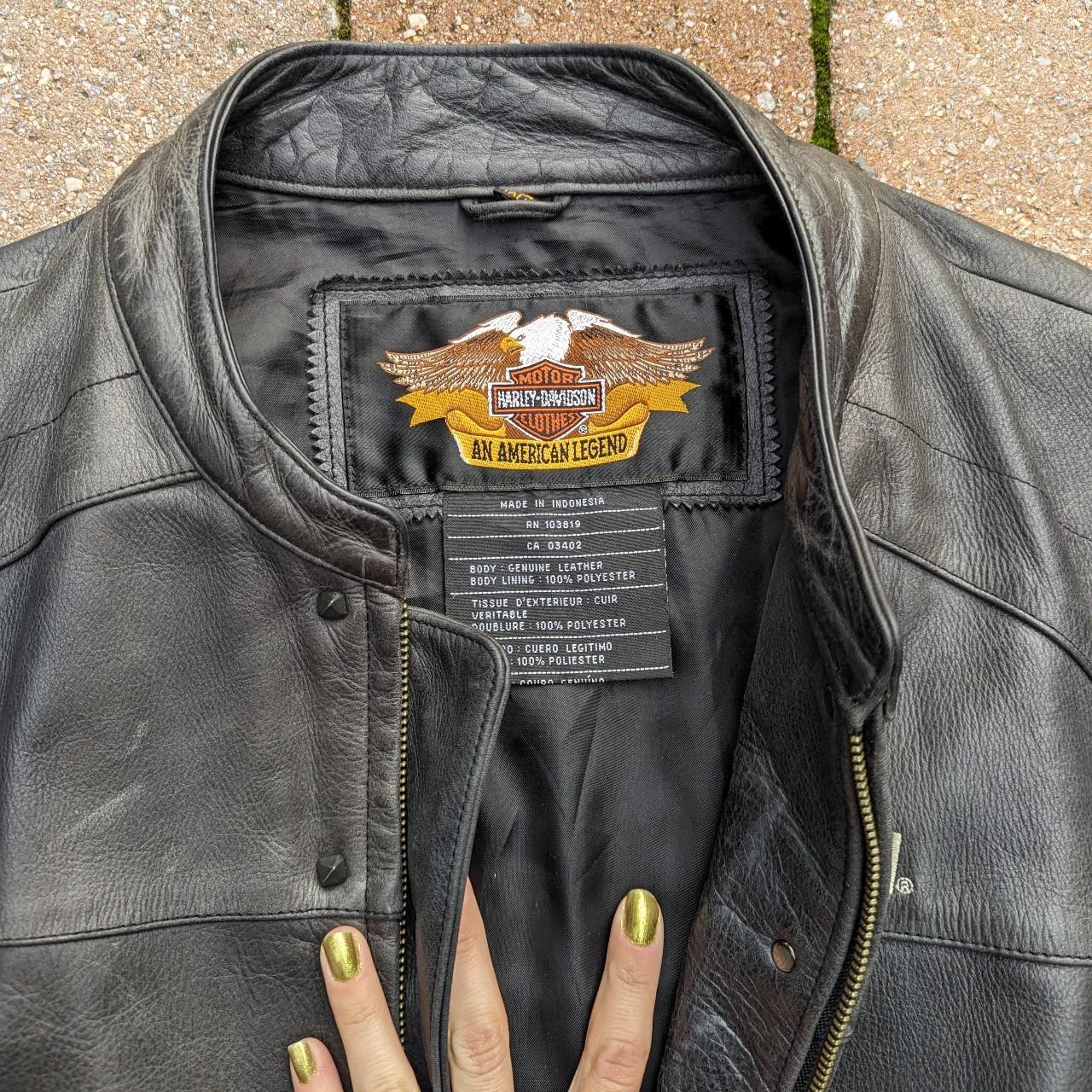 Harley Davidson Leather Heavy Rally Rider Coat in. Depop