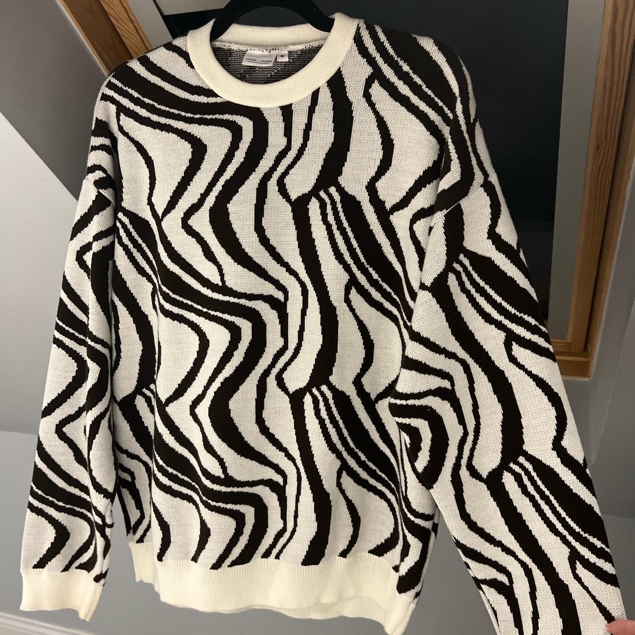 Topshop Brown Zebra Jumper Topshop Knitted Fluffy Relaxed Ultimate