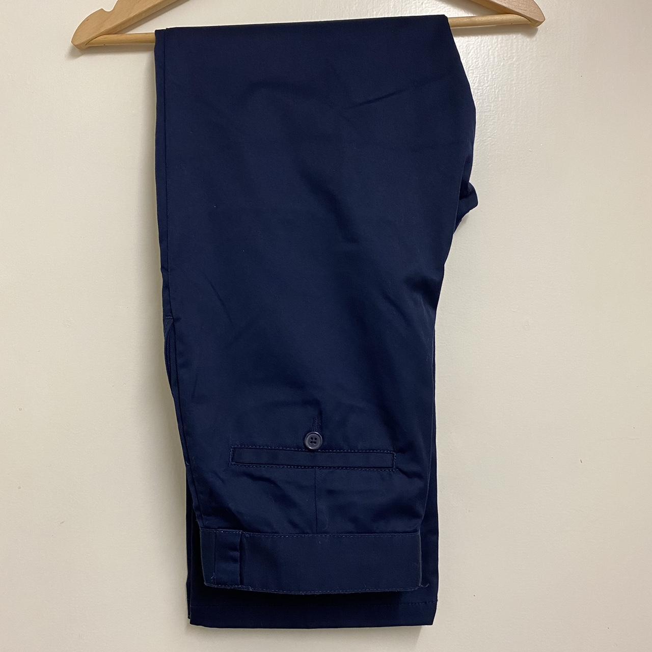 Navy Trousers/chino style Wide leg Two deep front... - Depop