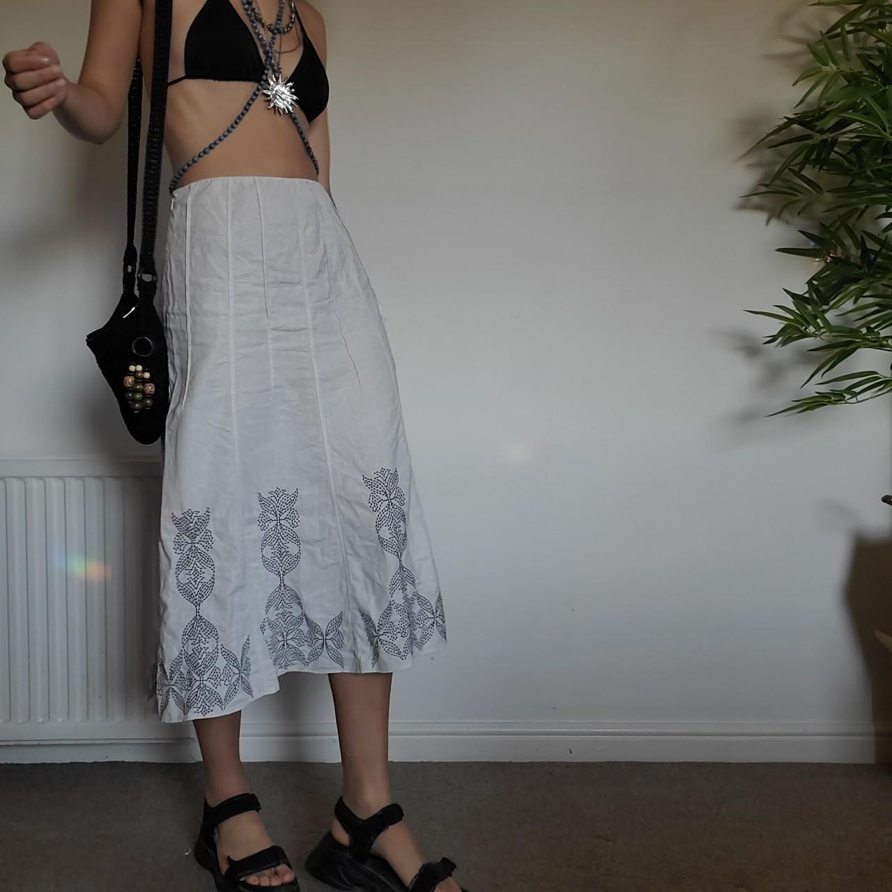 Marks & Spencer Women's White and Brown Skirt Depop