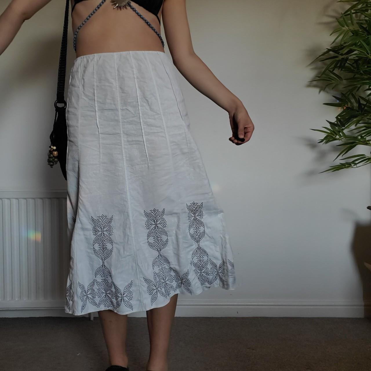 Marks & Spencer Women's White and Brown Skirt Depop