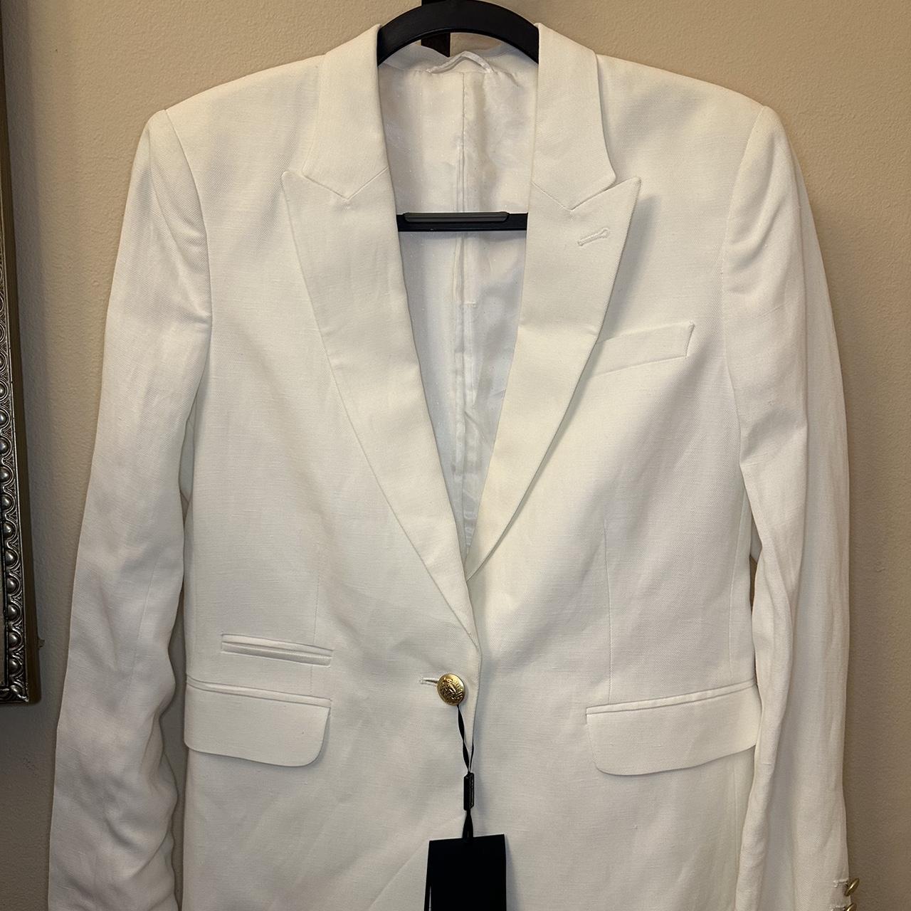 New Massimo Dutti Vintage White Single Button Blazer... - Depop