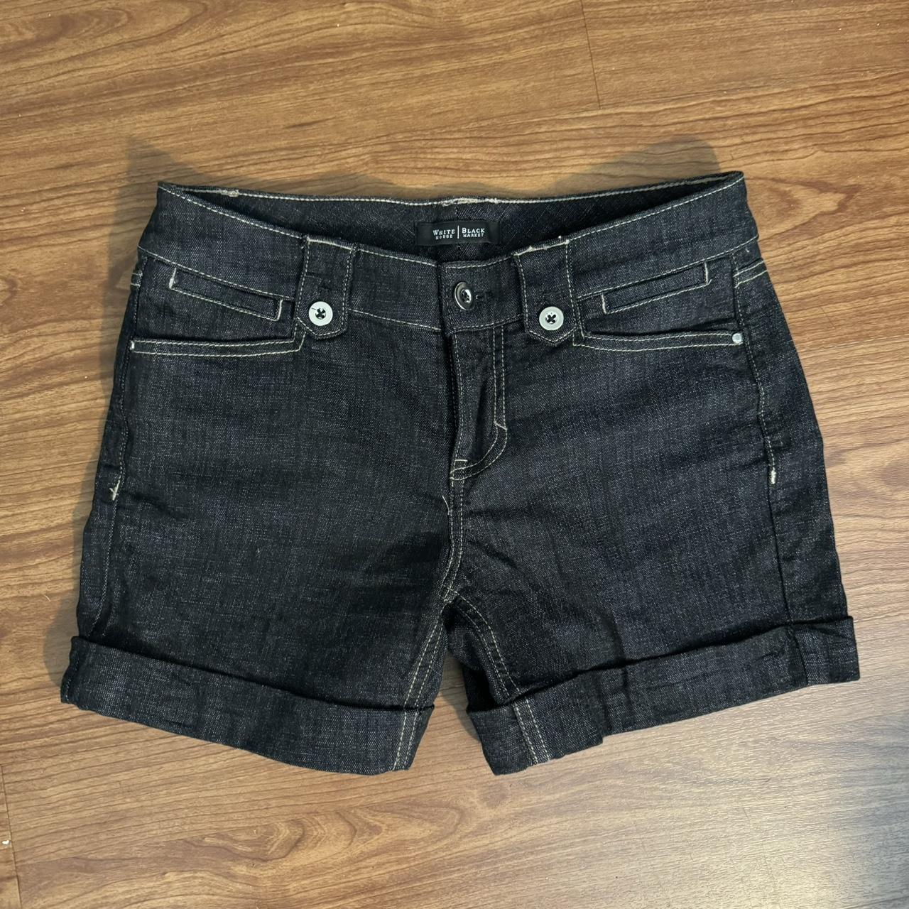 black mini jean shorts -super flattering to the butt... - Depop