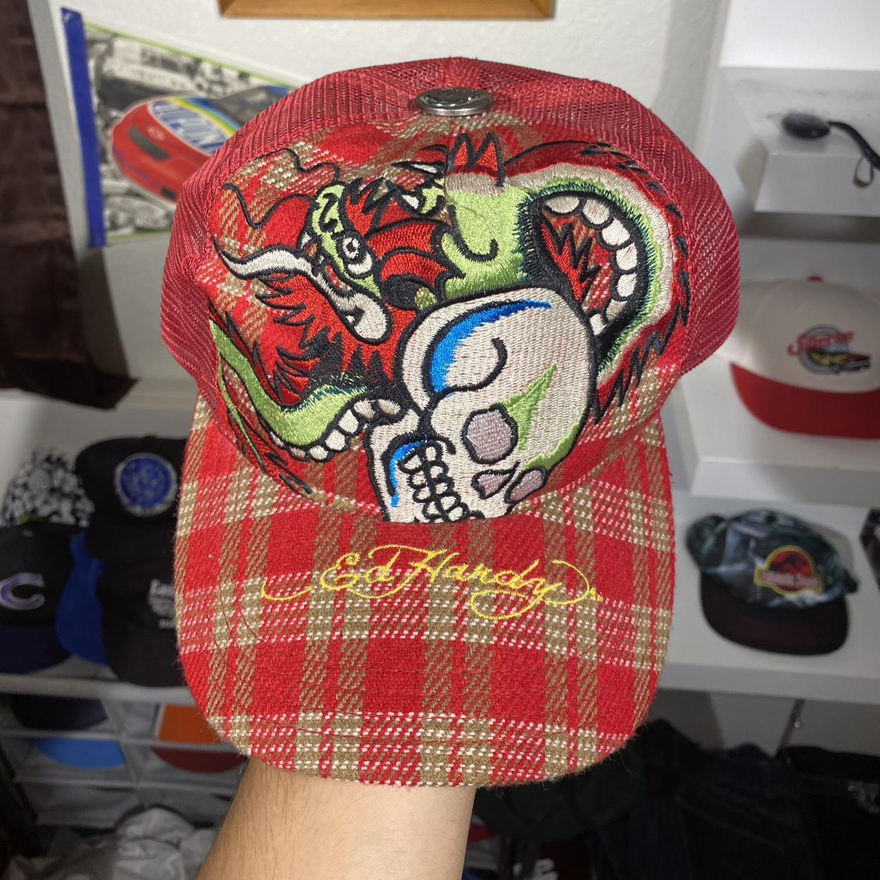 00s Old STUSSY Skull Embroidery Mesh Cap-