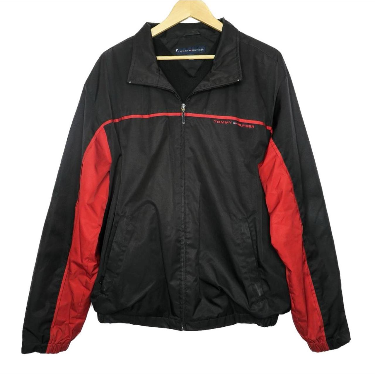 Tommy Hilfiger Men's Black and Red Jacket | Depop