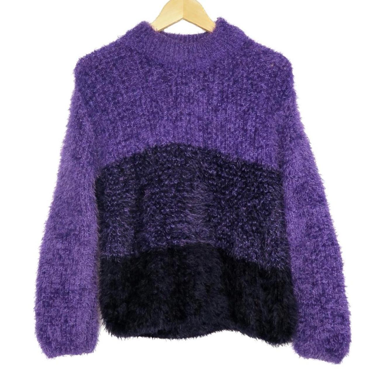 Vintage 90 s Purple Striped Fuzzy Sweater Very 90s Depop