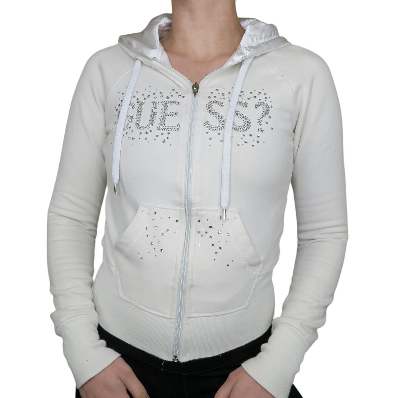 GUESS ファー付き y2k ホワイトジャンパー Guess Womens Motorcycle White Leather Jacket Small Cyberpunk