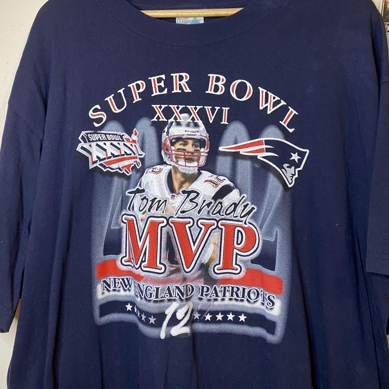 Tom Brady 2002 Men's LARGE Vintage New England Patriots Super Bowl MVP Tee  Shirt