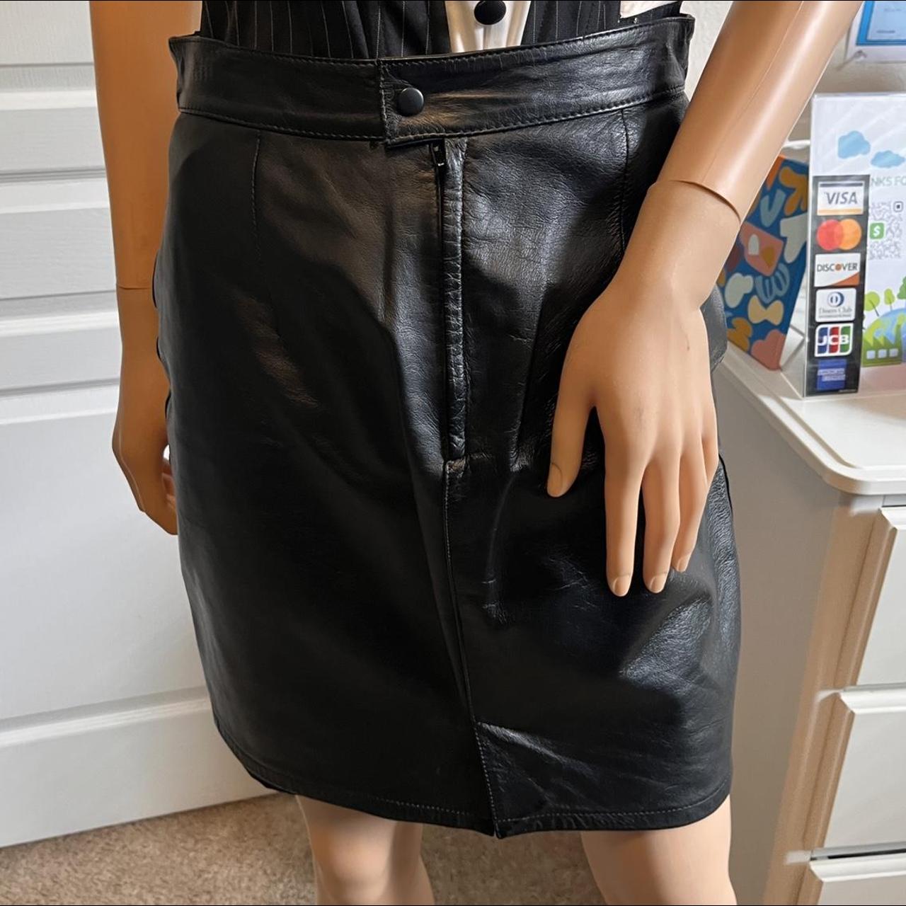 Vintage Pelle black leather skirt Genuine... - Depop