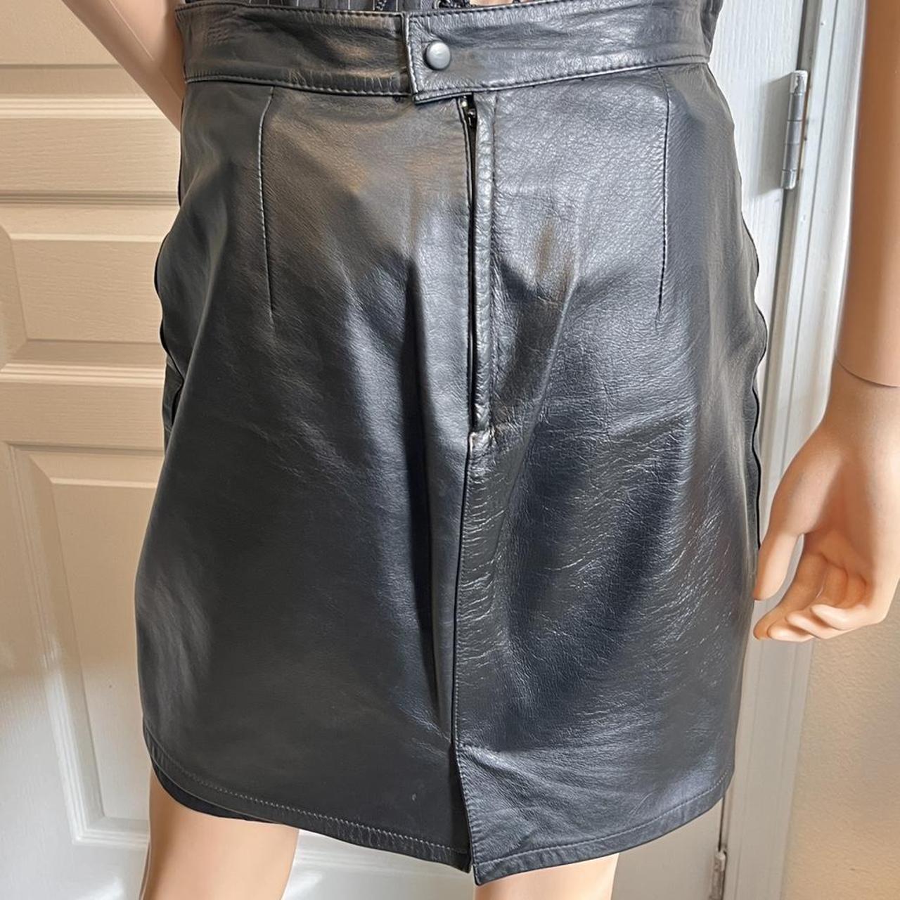 Vintage Pelle black leather skirt Genuine... - Depop