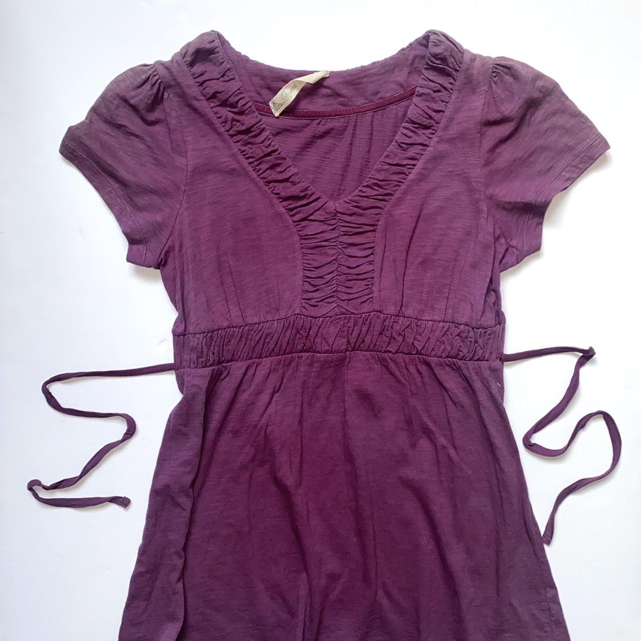 Purple Y2K 00s Babydoll Short Sleeve Tie Back Top, - Depop