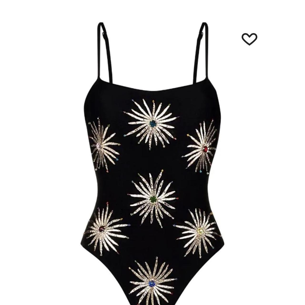 Oceanus black embellished swimsuit. Worn once. Depop
