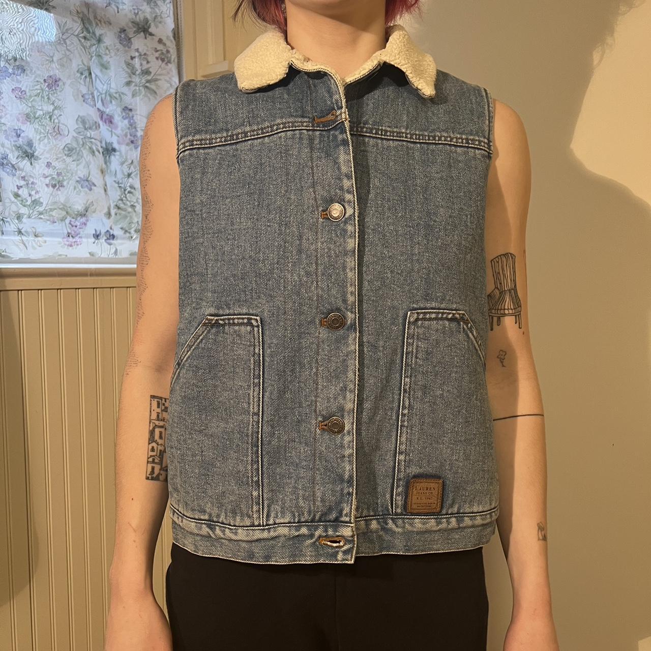 Never worn Ralph Lauren denim vest with fleece... - Depop