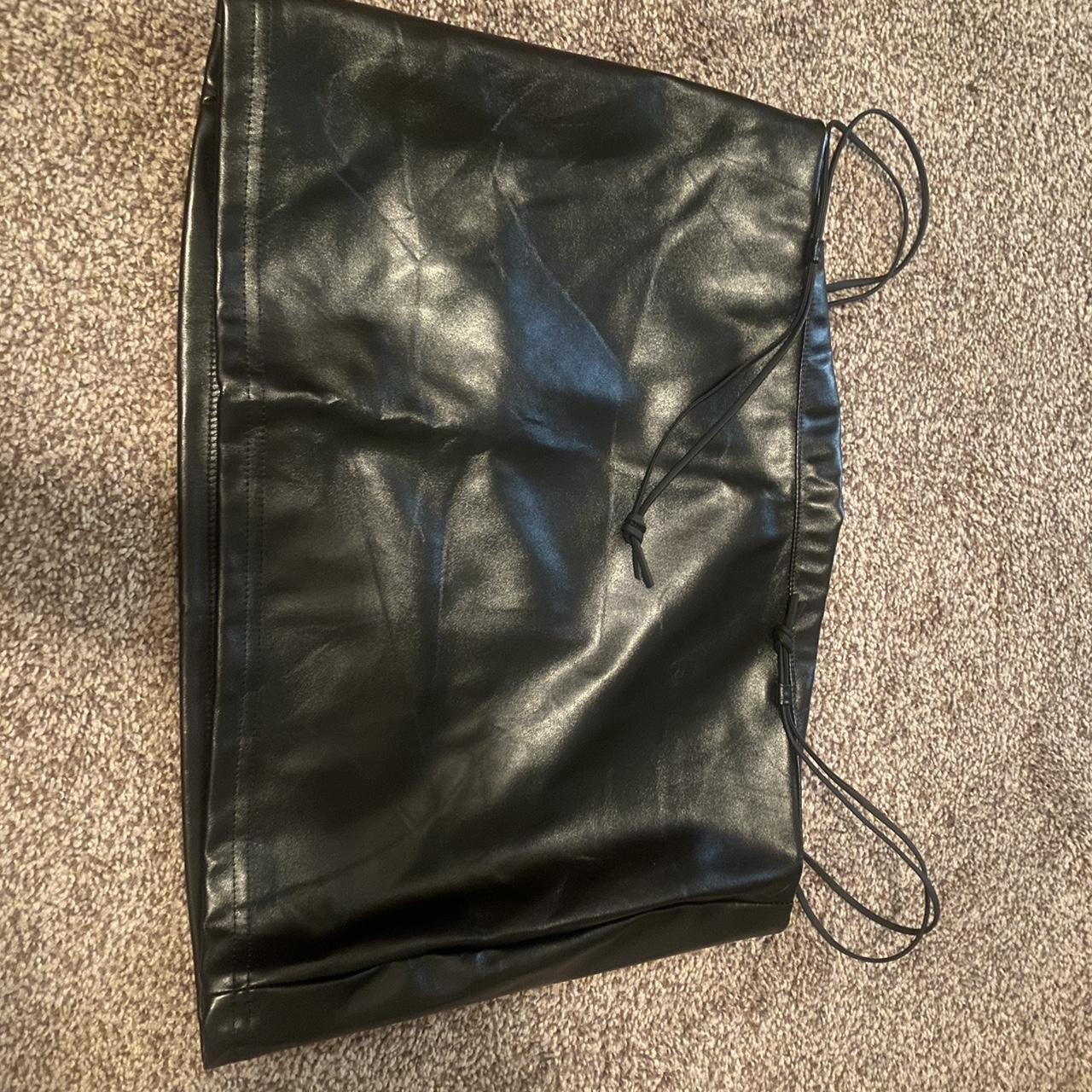 Black leather mini skirt - Depop