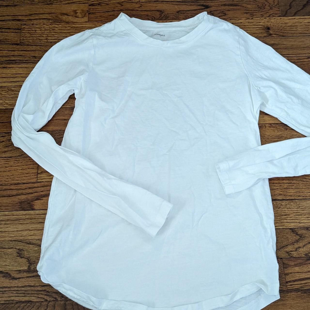 Sonoma white long sleeve 100% cotton tee, never... - Depop