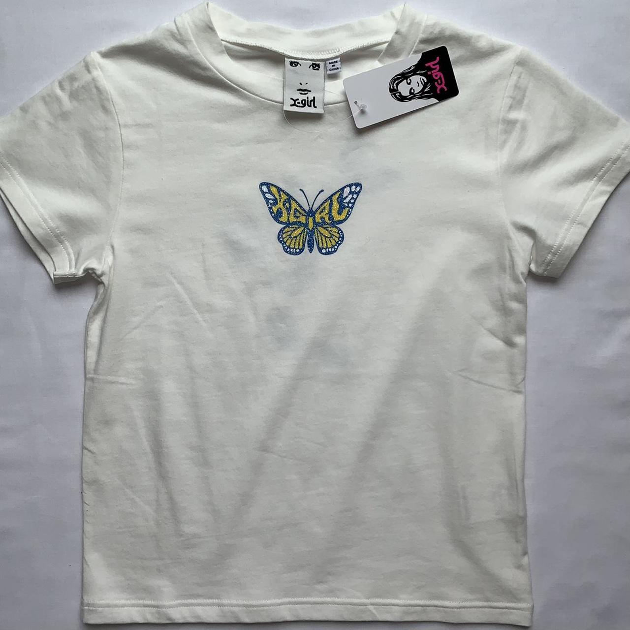 X-Girl Women's Blue and Yellow T-shirt (2)