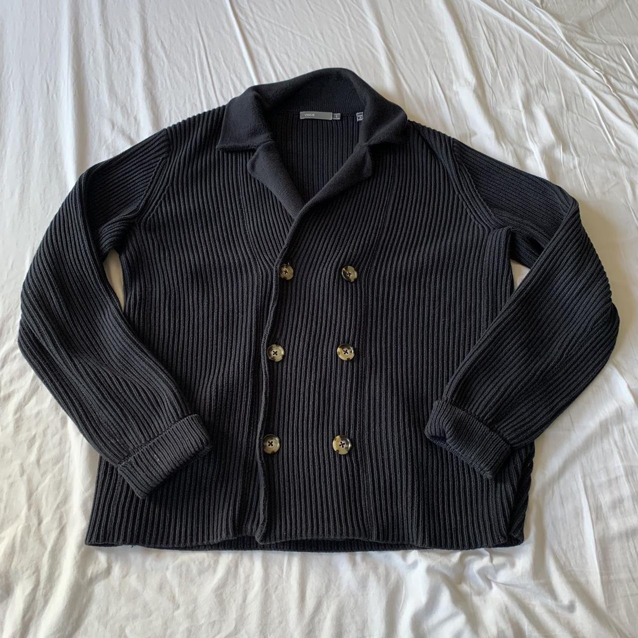 Vince Double Breasted Navy Blue Cotton Depop