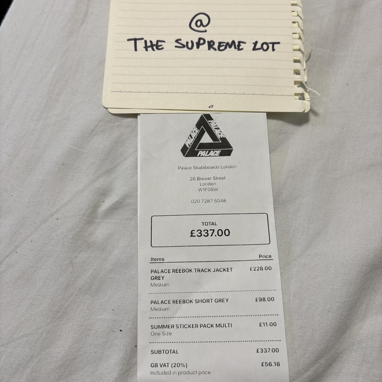 Palace reebok track jacket grey Medium In - Depop