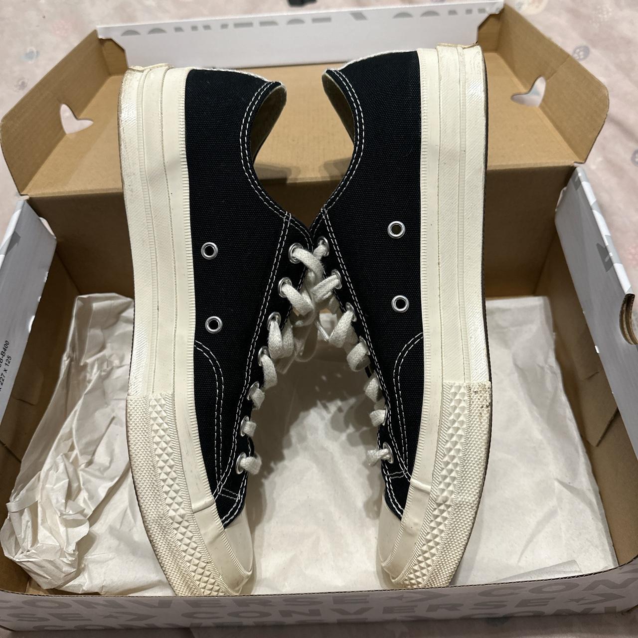 Comme de garçon X Converse black low Chuck Taylors,... - Depop