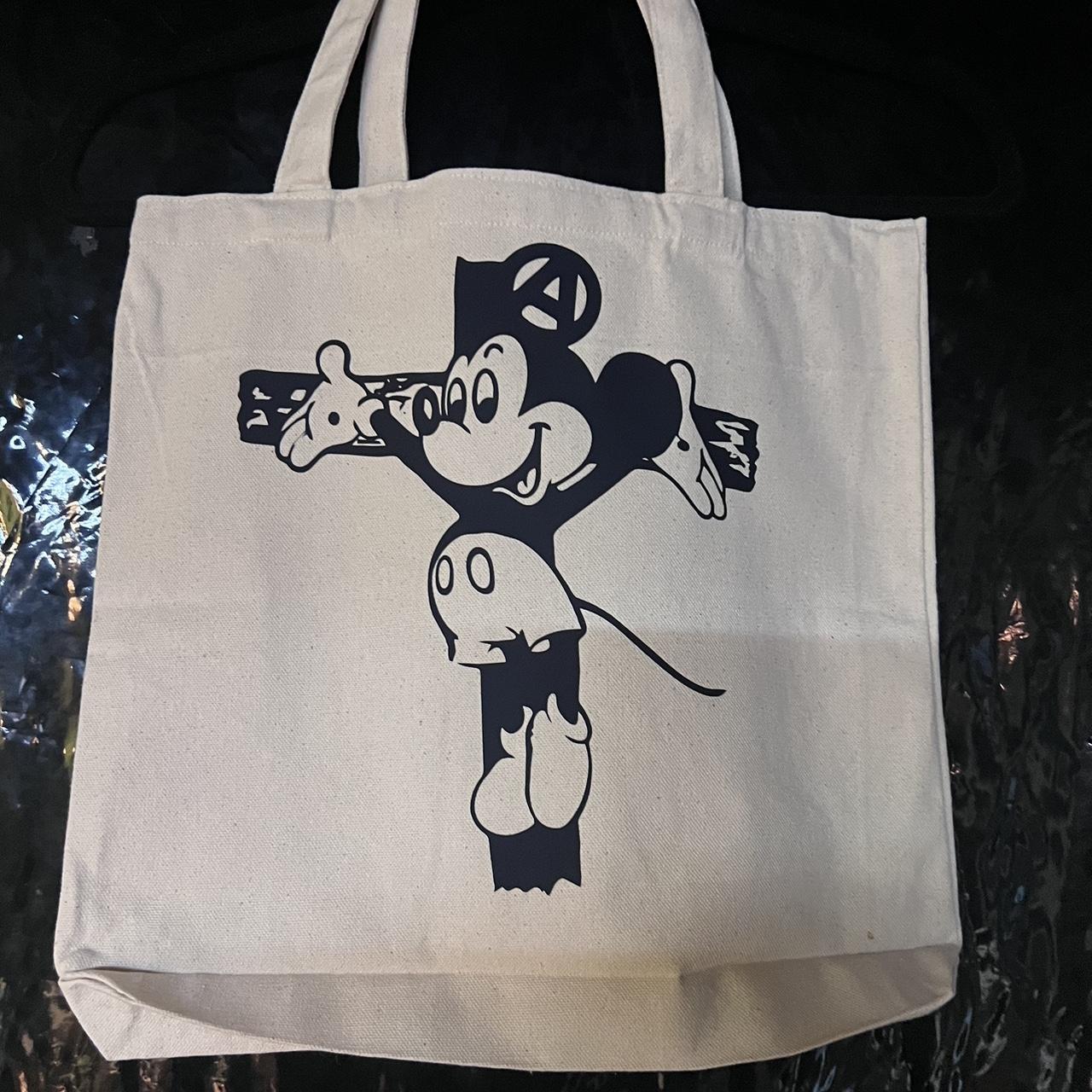 Off white black canvas tote clearance bag