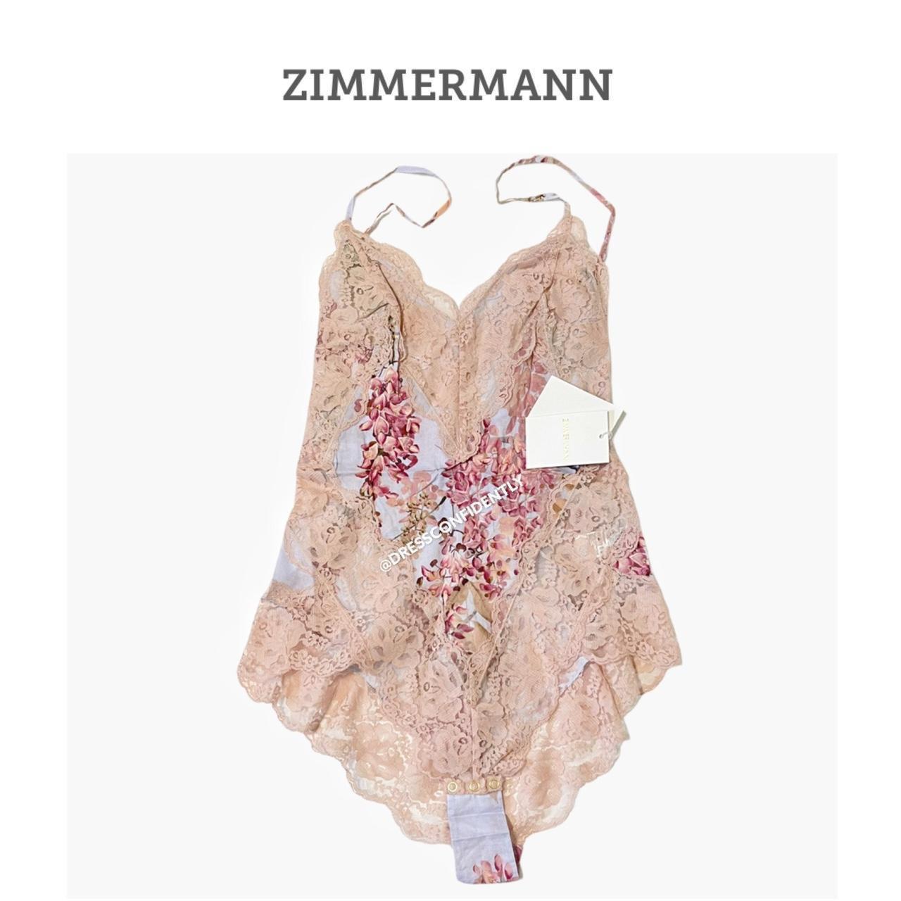 Zimmermann Women's Pink and Cream Bodysuit