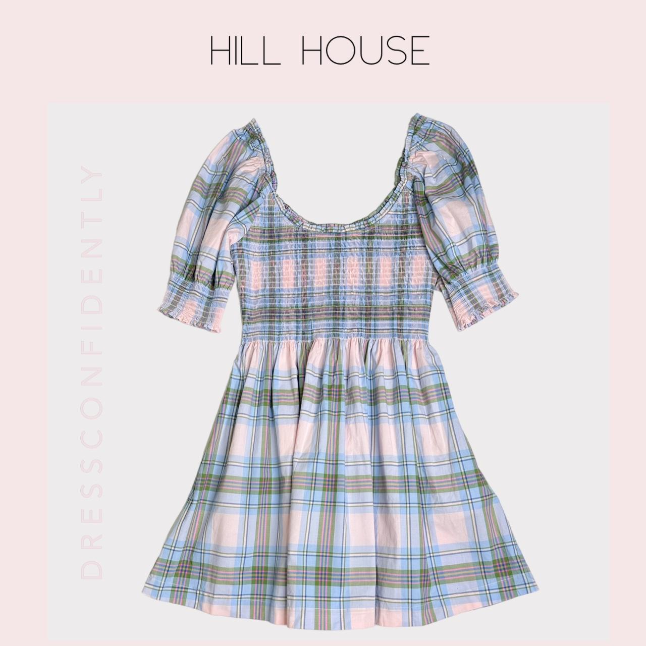 HILL HOUSE Naia Nap Dress - Pink Spring Plaid -... - Depop
