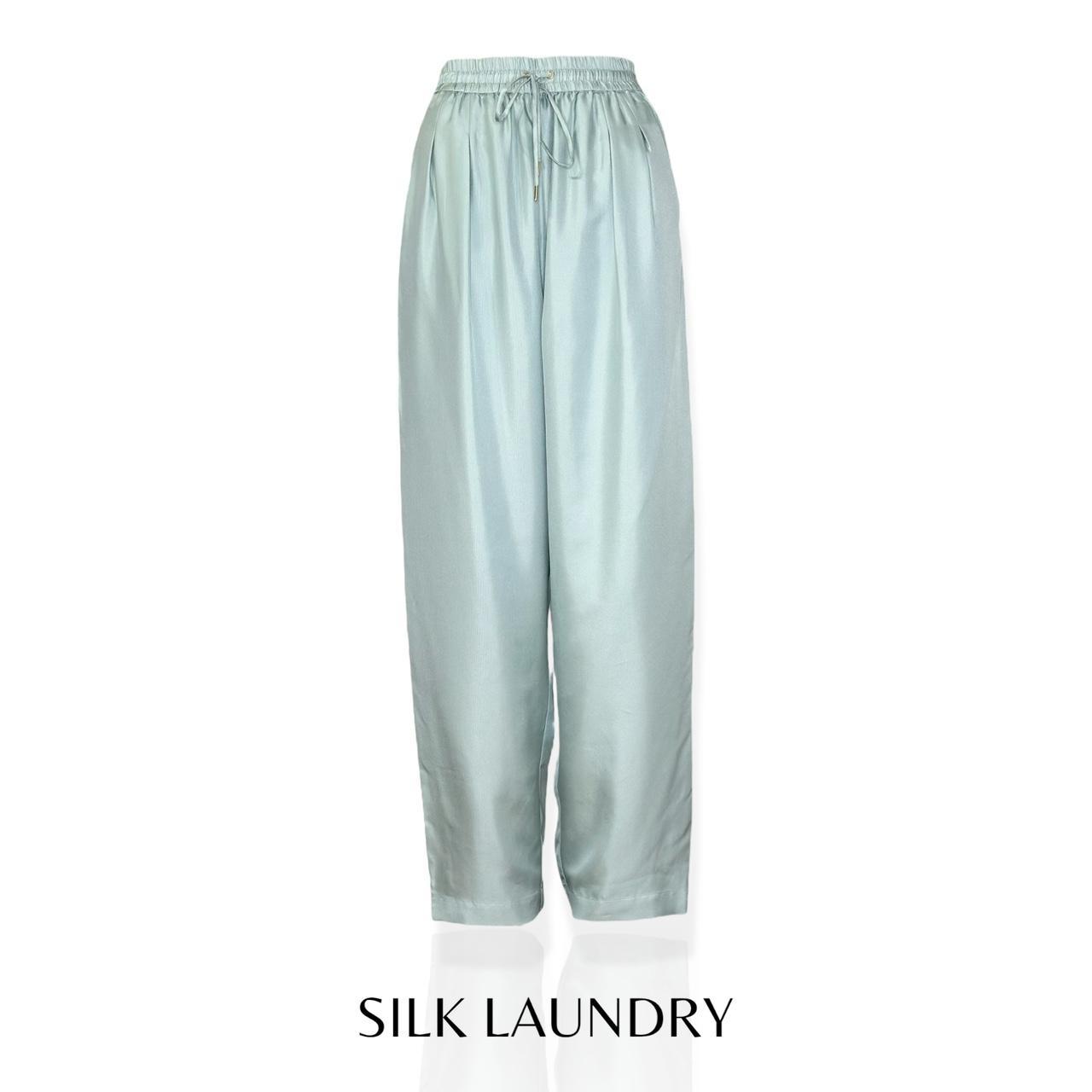 Green silk best sale pants womens