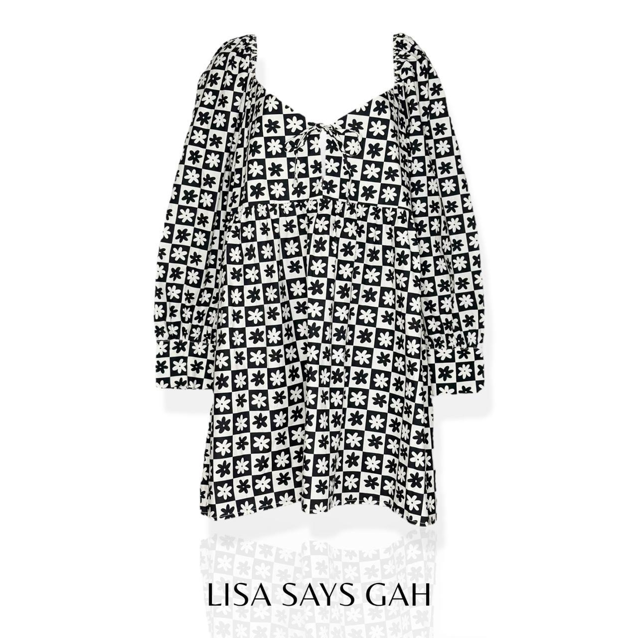 LISA SAYS GAH Lena Babydoll Mini Dress - Black Daisy... - Depop